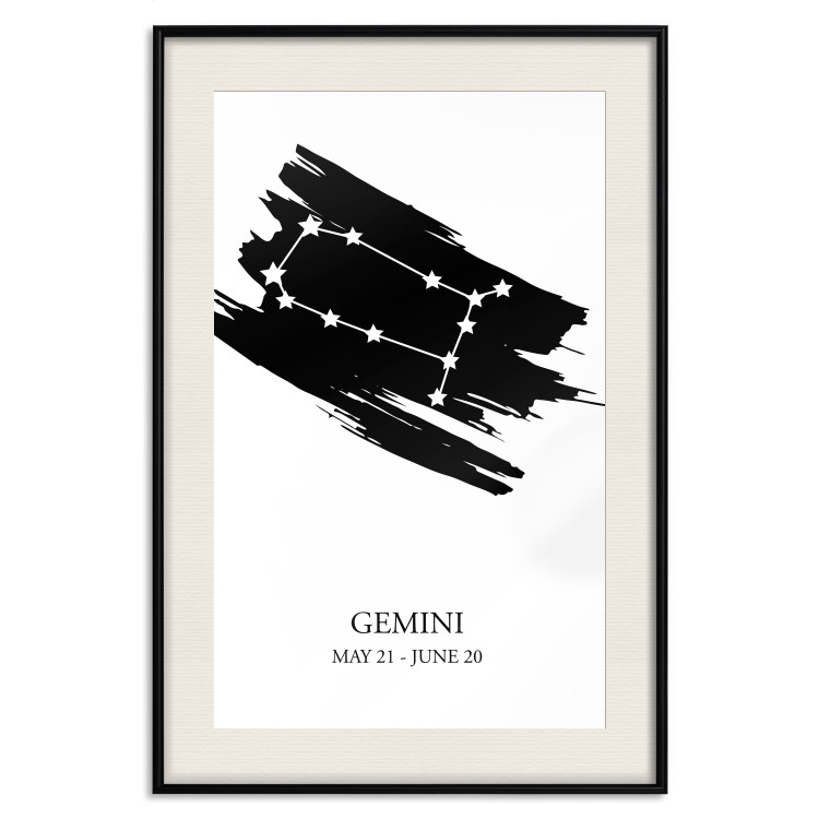 Wall Poster Zodiac signs: Gemini - black and white star constellation on white 114857 additionalImage 18