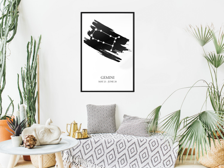 Wall Poster Zodiac signs: Gemini - black and white star constellation on white 114857 additionalImage 5