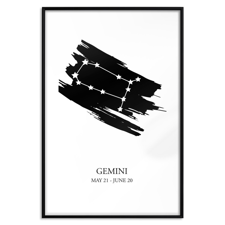 Wall Poster Zodiac signs: Gemini - black and white star constellation on white 114857 additionalImage 15
