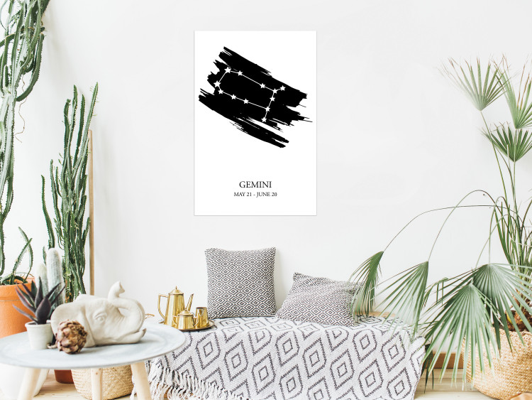 Wall Poster Zodiac signs: Gemini - black and white star constellation on white 114857 additionalImage 17