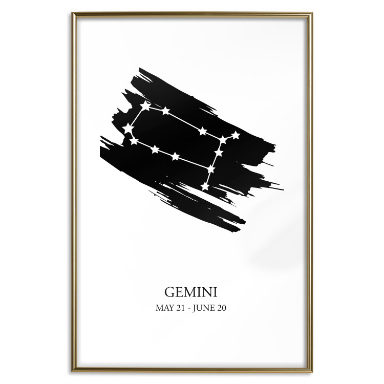 Wall Poster Zodiac signs: Gemini - black and white star constellation on white 114857 additionalImage 16