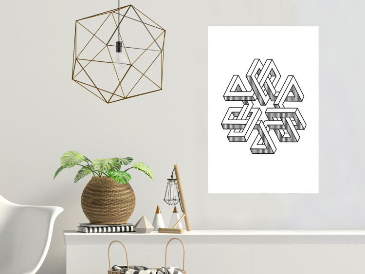 Poster Geometric Clover - black and white spatial 3D abstract 117557 additionalImage 11
