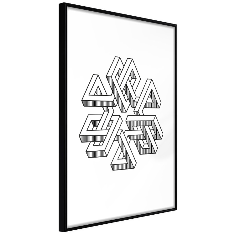 Poster Geometric Clover - black and white spatial 3D abstract 117557 additionalImage 2