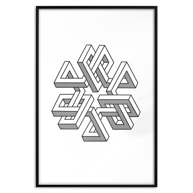 Poster Geometric Clover - black and white spatial 3D abstract 117557 additionalImage 15