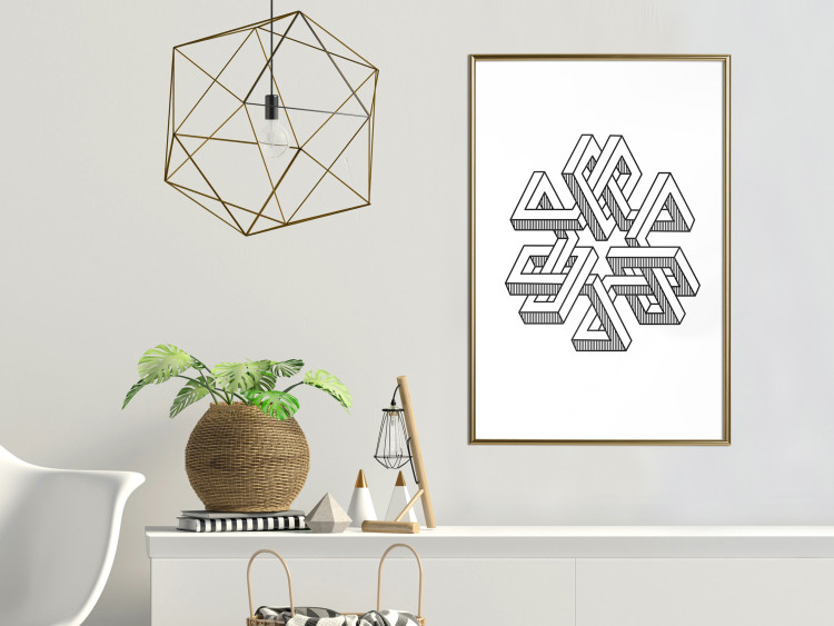 Poster Geometric Clover - black and white spatial 3D abstract 117557 additionalImage 13