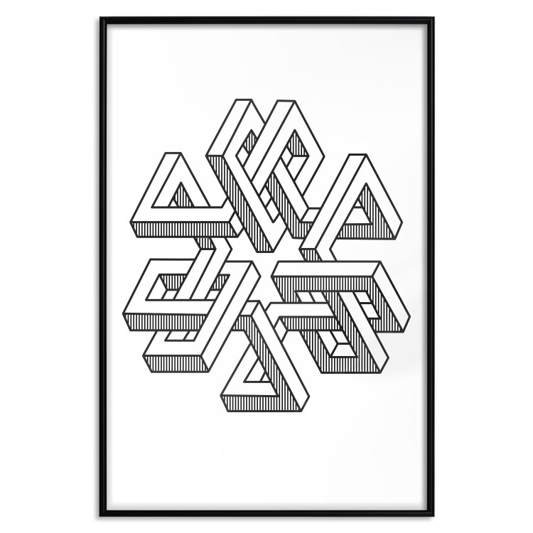 Poster Geometric Clover - black and white spatial 3D abstract 117557 additionalImage 18