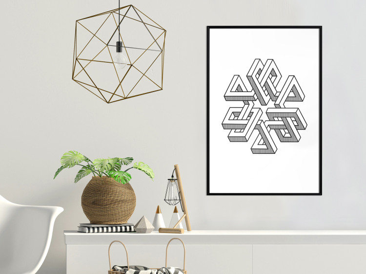 Poster Geometric Clover - black and white spatial 3D abstract 117557 additionalImage 10