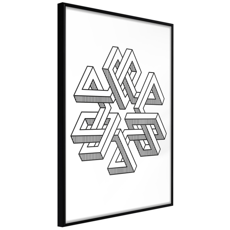 Poster Geometric Clover - black and white spatial 3D abstract 117557 additionalImage 8