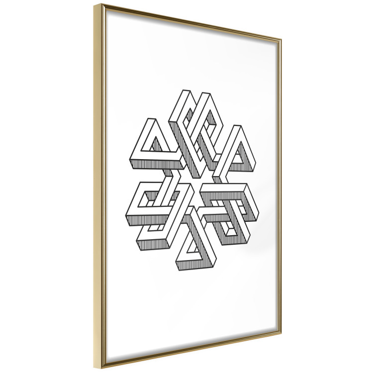Poster Geometric Clover - black and white spatial 3D abstract 117557 additionalImage 4