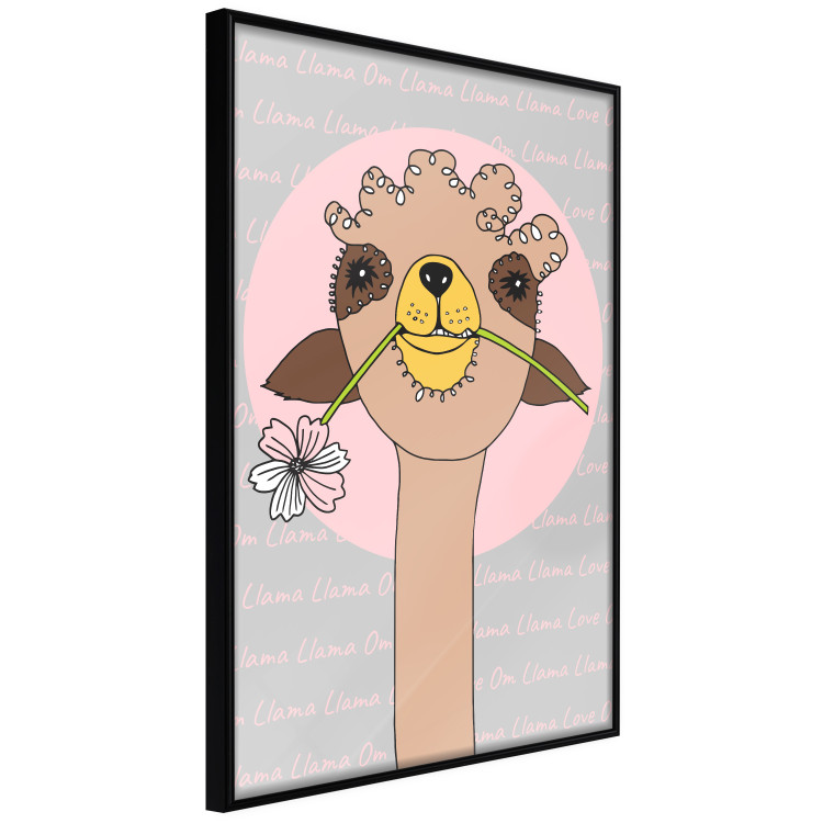 Poster Happy Llama - brown animal with a flower on an artistic colorful background 122757 additionalImage 10