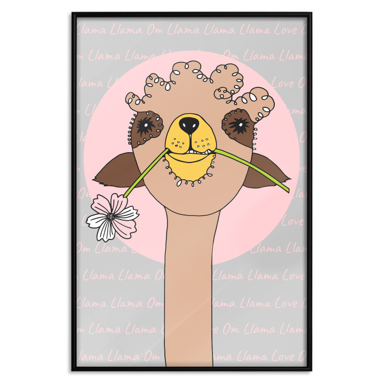 Poster Happy Llama - brown animal with a flower on an artistic colorful background 122757 additionalImage 18