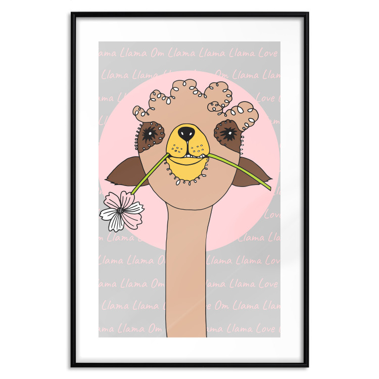 Poster Happy Llama - brown animal with a flower on an artistic colorful background 122757 additionalImage 15