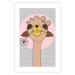 Poster Happy Llama - brown animal with a flower on an artistic colorful background 122757 additionalThumb 19