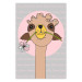 Poster Happy Llama - brown animal with a flower on an artistic colorful background 122757