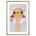 Poster Happy Llama - brown animal with a flower on an artistic colorful background 122757 additionalThumb 14