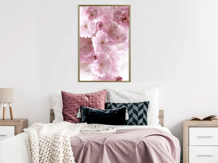 Poster Floral Mist - landscape with many pink flowers on a white background 122857 additionalImage 7
