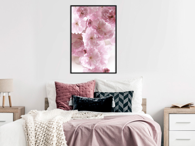 Poster Floral Mist - landscape with many pink flowers on a white background 122857 additionalImage 3