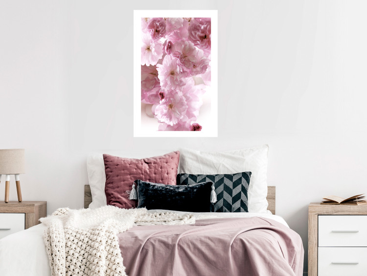 Poster Floral Mist - landscape with many pink flowers on a white background 122857 additionalImage 2