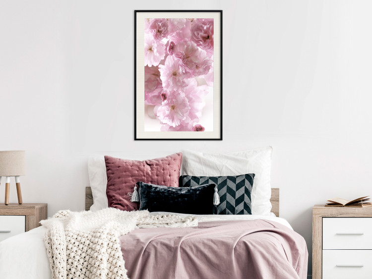 Poster Floral Mist - landscape with many pink flowers on a white background 122857 additionalImage 22