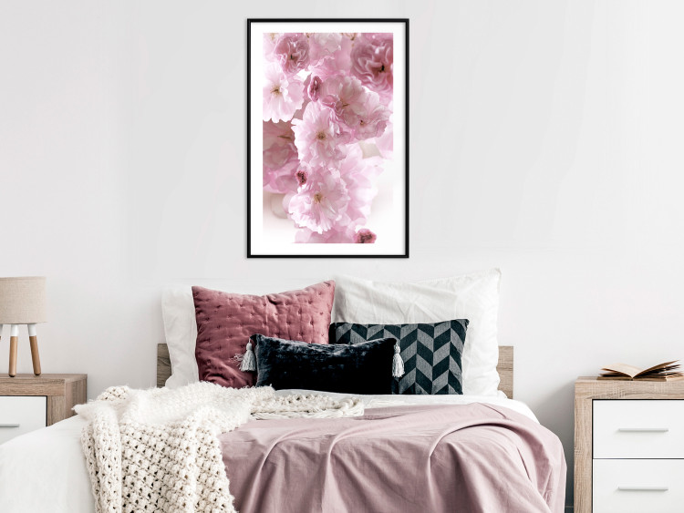 Poster Floral Mist - landscape with many pink flowers on a white background 122857 additionalImage 4