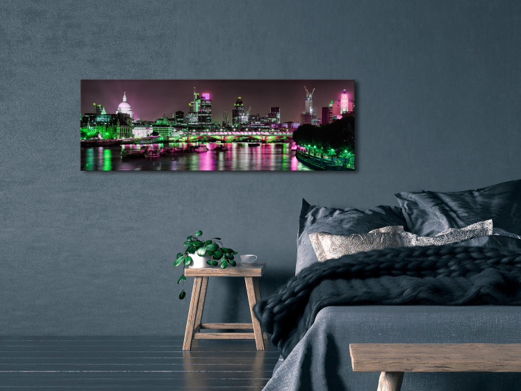 Canvas Night London - city panorama of London architecture and River Thames 123657 additionalImage 3