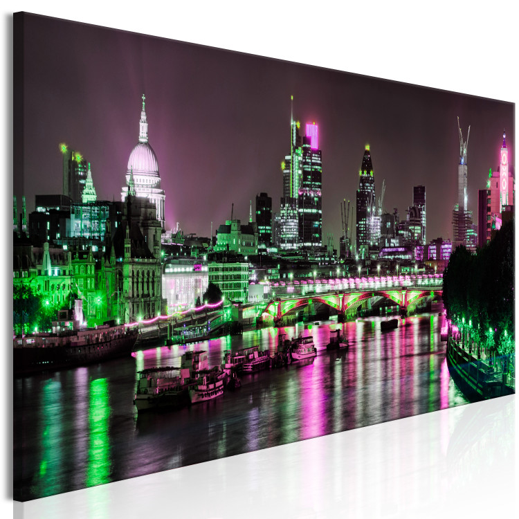 Canvas Night London - city panorama of London architecture and River Thames 123657 additionalImage 2