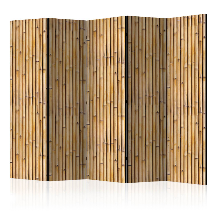 Folding Screen Amazonian Wall II (5-piece) - light brown bamboo sticks 124157