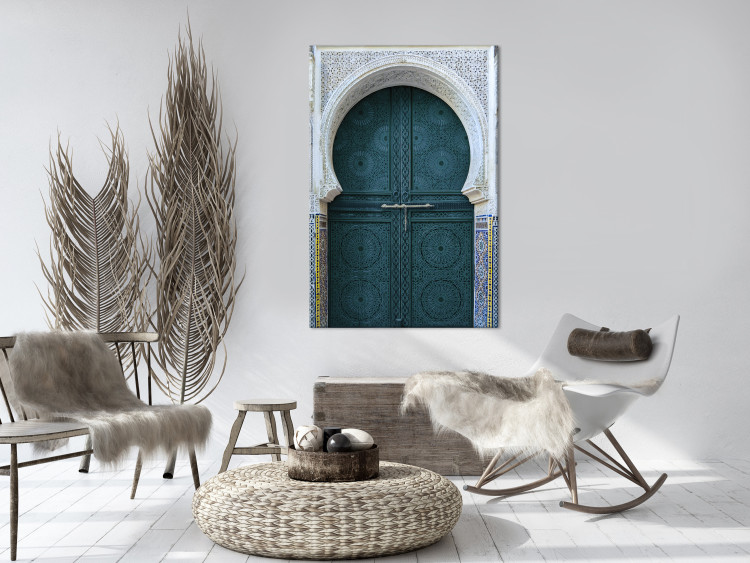 Canvas Art Print Moroccan, turquoise doors - a photograph of ethnic architecture 124957 additionalImage 3