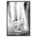 Poster Forest Love - pair of wolves lying on a rock in black and white style 126357 additionalThumb 16