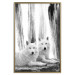 Poster Forest Love - pair of wolves lying on a rock in black and white style 126357 additionalThumb 17
