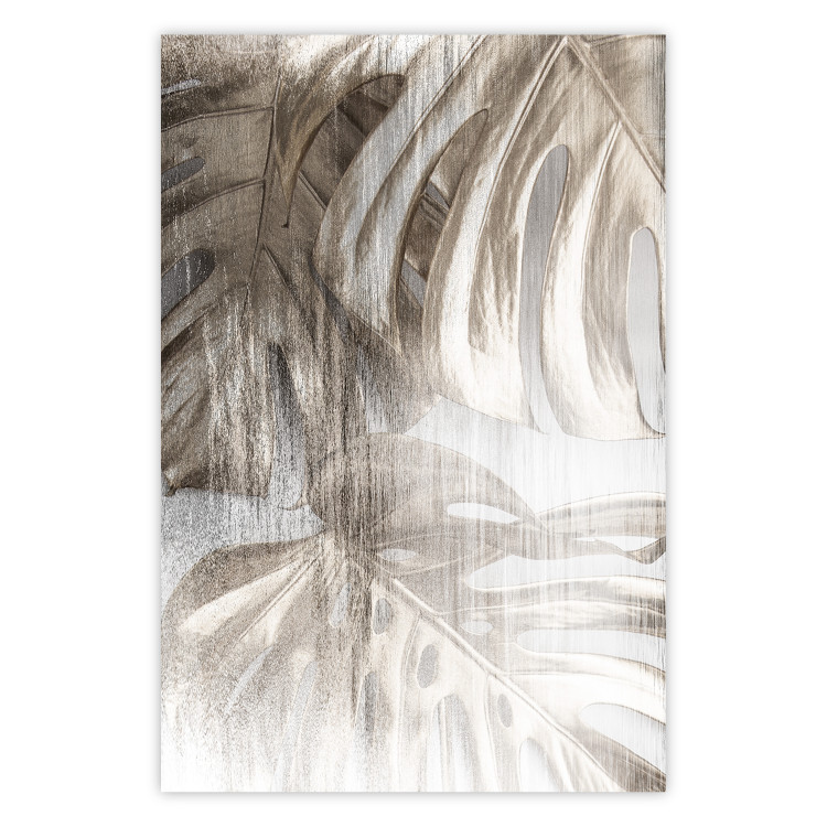 Wall Poster Rough Nature - plant with monstera leaves on blurred texture 127957