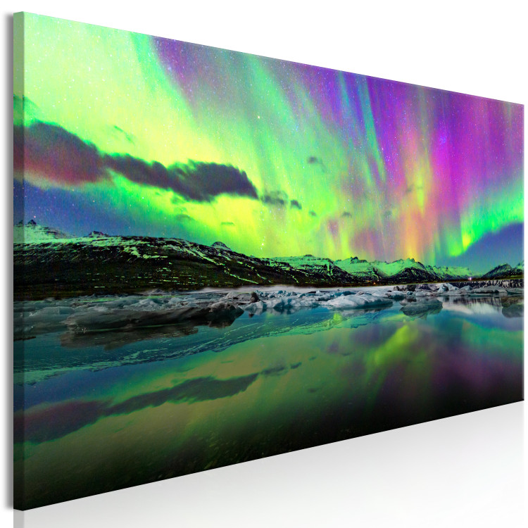 Canvas Art Print Spectacular Aurora (1-part) narrow - landscape of the night aurora 129157 additionalImage 2