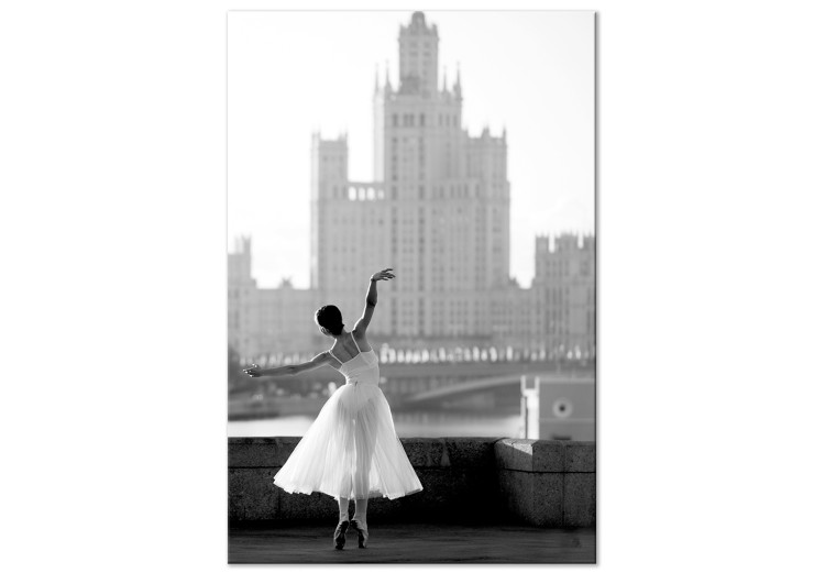 Canvas Dance over the River (1-piece) Vertical - cityscape photograph with a woman 129757