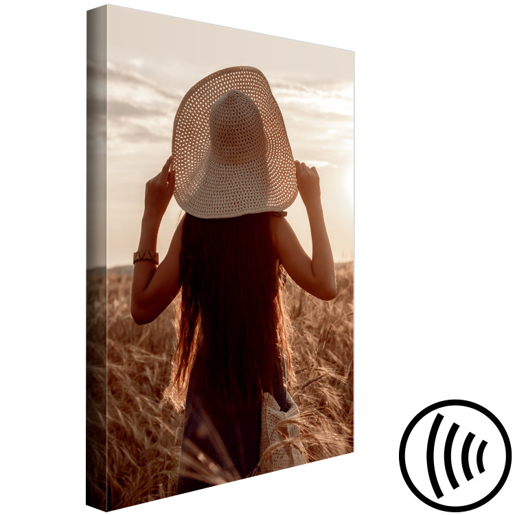 Canvas Print Late Harvest (1-piece) Vertical - woman at sunset 130257 additionalImage 6