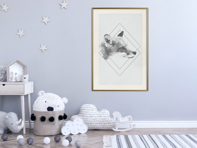 Wall Poster Sly Fox - portrait of an animal in sketch form on a solid background 130757 additionalImage 22