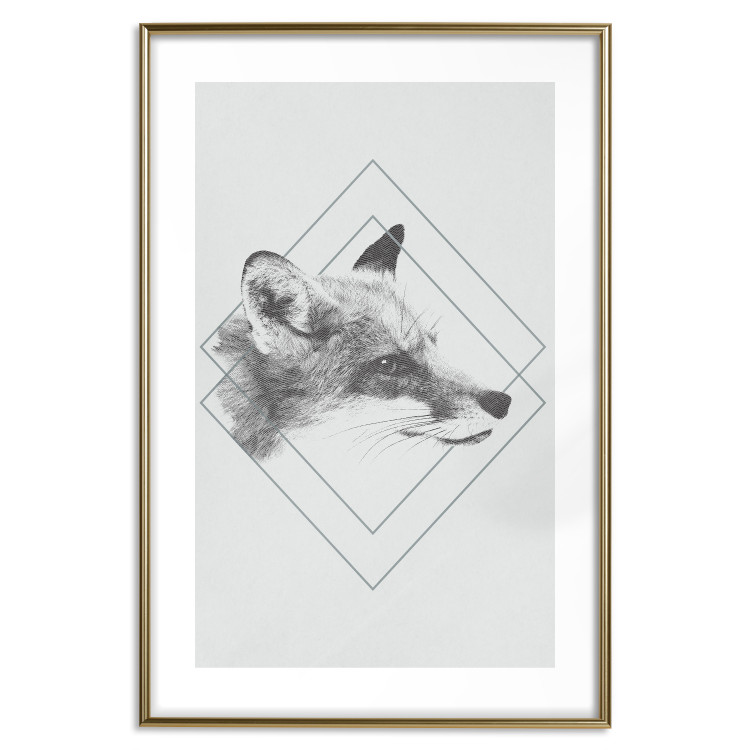 Wall Poster Sly Fox - portrait of an animal in sketch form on a solid background 130757 additionalImage 14