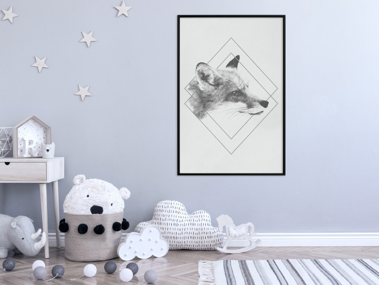 Wall Poster Sly Fox - portrait of an animal in sketch form on a solid background 130757 additionalImage 4