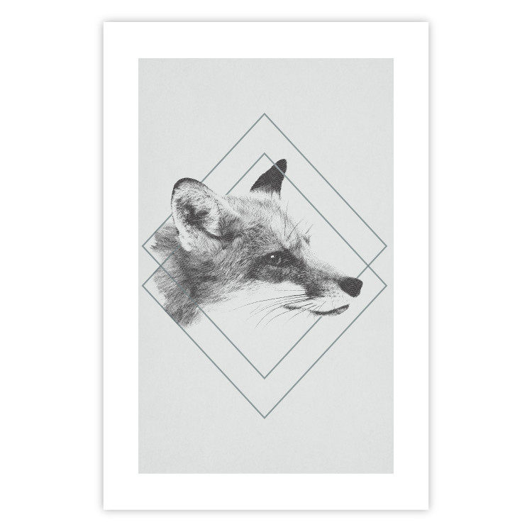 Wall Poster Sly Fox - portrait of an animal in sketch form on a solid background 130757 additionalImage 19