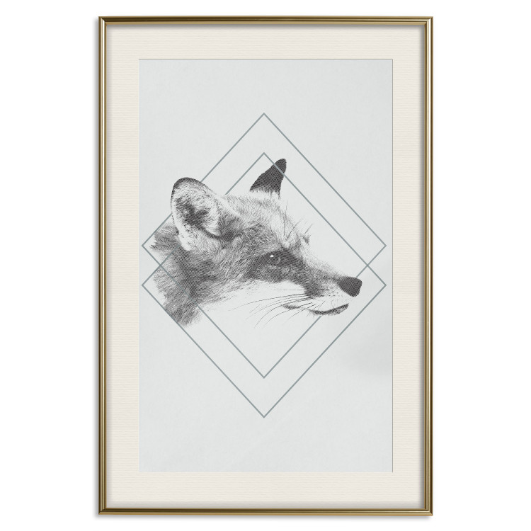 Wall Poster Sly Fox - portrait of an animal in sketch form on a solid background 130757 additionalImage 20