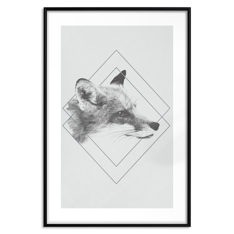 Wall Poster Sly Fox - portrait of an animal in sketch form on a solid background 130757 additionalImage 17