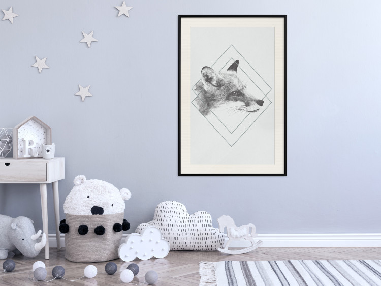 Wall Poster Sly Fox - portrait of an animal in sketch form on a solid background 130757 additionalImage 24
