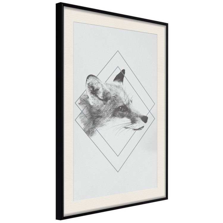 Wall Poster Sly Fox - portrait of an animal in sketch form on a solid background 130757 additionalImage 2