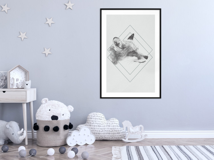 Wall Poster Sly Fox - portrait of an animal in sketch form on a solid background 130757 additionalImage 23