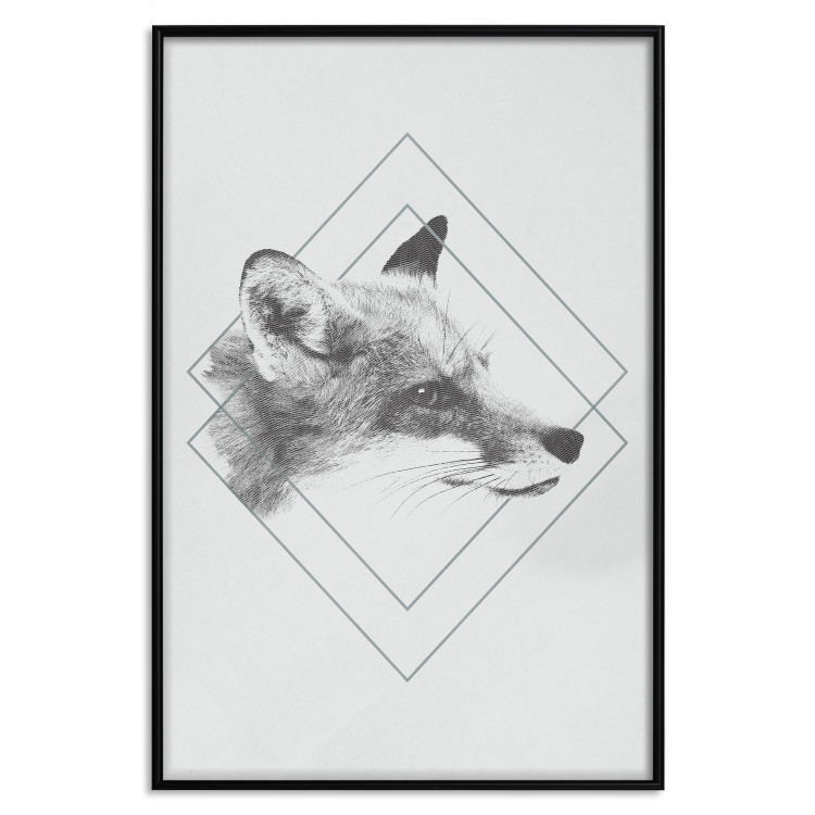 Wall Poster Sly Fox - portrait of an animal in sketch form on a solid background 130757 additionalImage 18