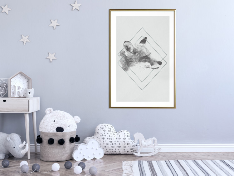 Wall Poster Sly Fox - portrait of an animal in sketch form on a solid background 130757 additionalImage 15