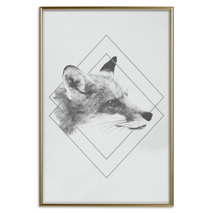 Wall Poster Sly Fox - portrait of an animal in sketch form on a solid background 130757 additionalImage 21