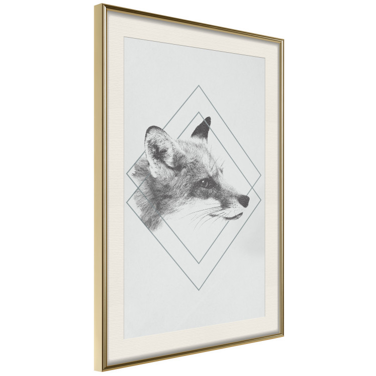 Wall Poster Sly Fox - portrait of an animal in sketch form on a solid background 130757 additionalImage 3