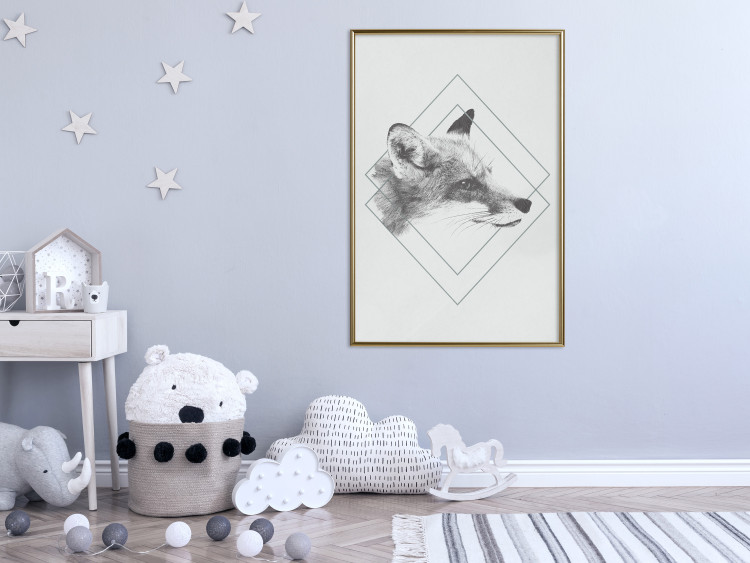 Wall Poster Sly Fox - portrait of an animal in sketch form on a solid background 130757 additionalImage 5