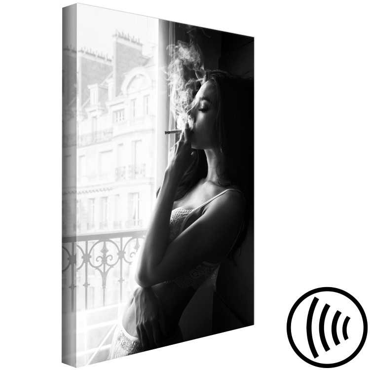 Canvas Print Blissful Moment (1-piece) Vertical - black and white woman at the window 132257 additionalImage 6