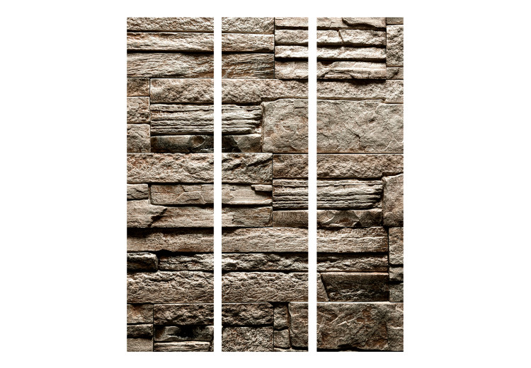 Room Separator Beautiful Brown Stone (3-piece) - simple background in shades of brown 132857 additionalImage 3